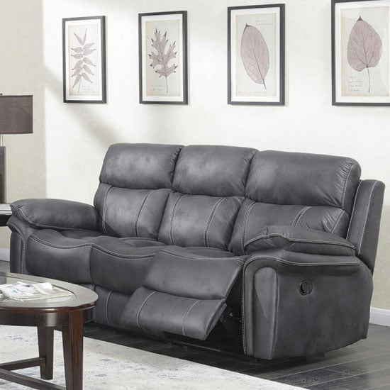 Product photograph of Richmond Fabric 3 Seater Recliner Sofa In Charcoal Grey from Furniture in Fashion