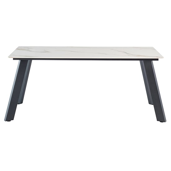 Rivky 180cm Marble Dining Table In Kass Gold With Black Legs