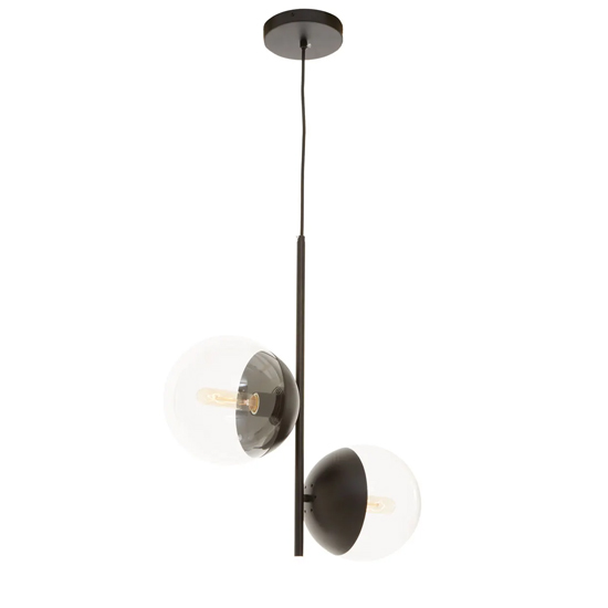 Product photograph of Rocklin 2 Lights Clear Glass Shade Pendant Light In Black from Furniture in Fashion