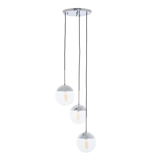 Product photograph of Rocklin 3 Lights Clear Glass Shade Pendant Light In Chrome from Furniture in Fashion