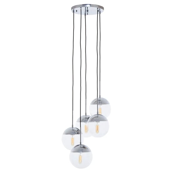 Product photograph of Rocklin 5 Lights Clear Glass Shade Pendant Light In Chrome from Furniture in Fashion