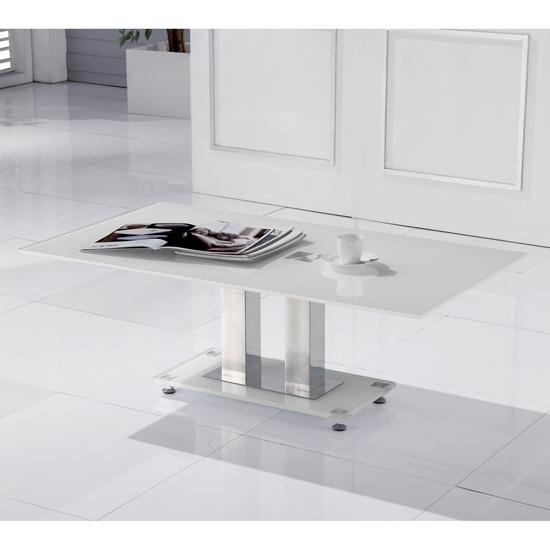 Romano White Glass Coffee Table 15753 Furniture In Fashion Romano White Glass Coffee Table - Romano White Glass Coffee Table 15753 Furniture In Fashion