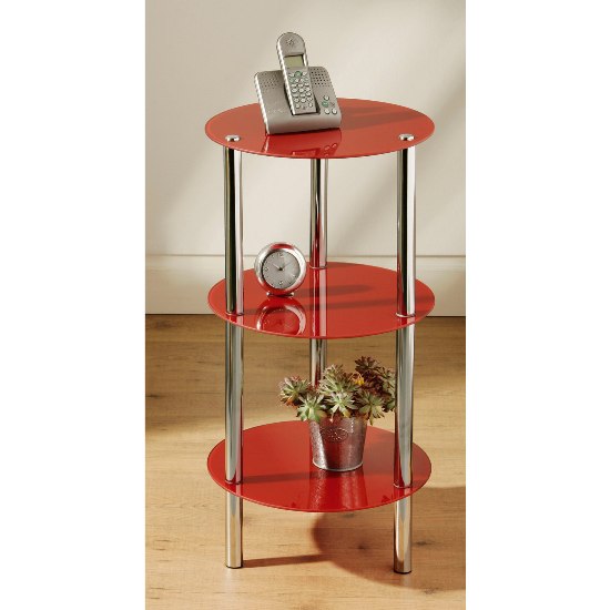 3 Tier Round Red Glass Display Stands/Units, 2401324