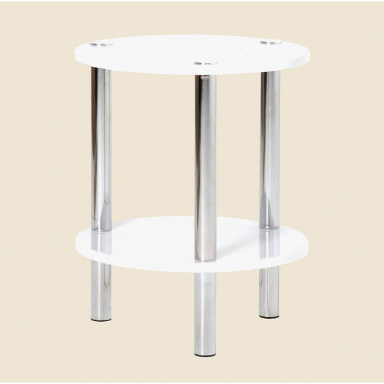 2 Tier Round Hi-Gloss White Occasional Table, 90343