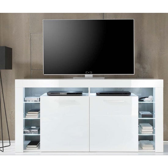 Sorrento Sideboard TV Stand In White Gloss With White LED -> Tv On Sideboard Sorrento Sideboard TV Stand In White Gloss With White LED -> Tv On Sideboard