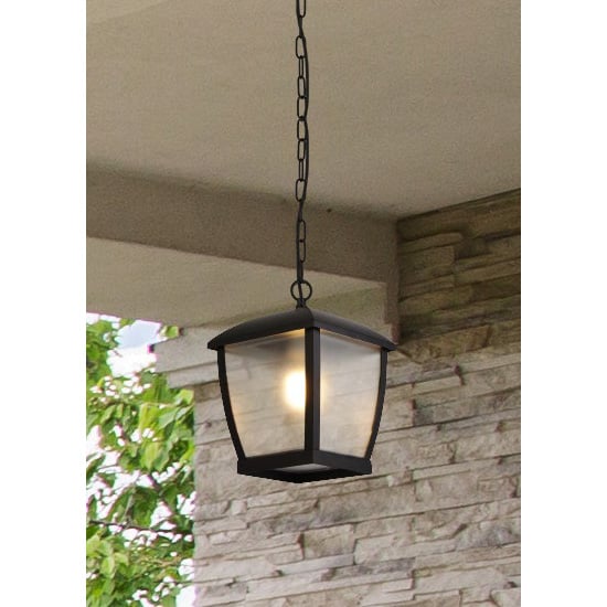 Product photograph of Seattle Outdoor Clear Acrylic Ceiling Pendant Light In Black from Furniture in Fashion