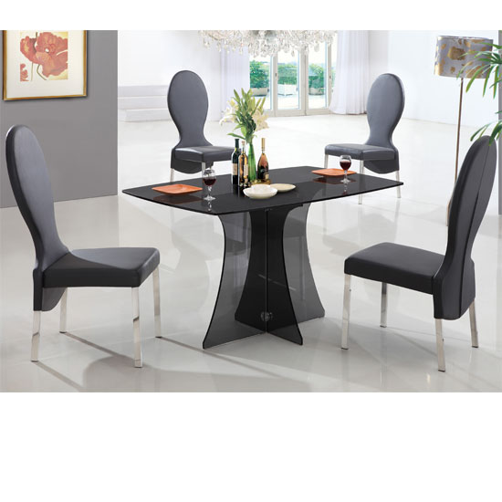 Sofia Smoked Glass Dining Table + 6 Dining Chairs