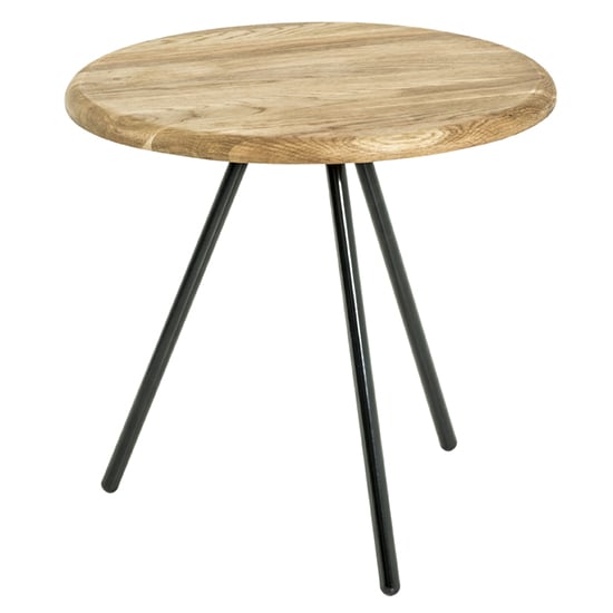 Product photograph of Simons Small Wooden Side Table In Oak With Black Metal Legs from Furniture in Fashion