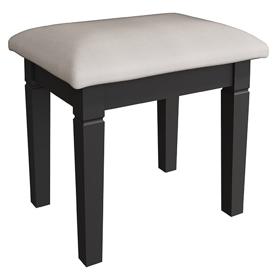 Product photograph of Skokie Wooden Dressing Stool In Midnight Grey from Furniture in Fashion
