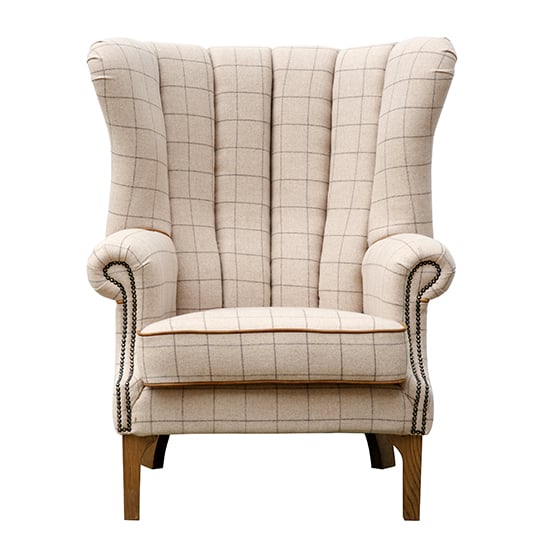 Product photograph of Solna Leather And Wool Fluted Lounge Chair In Natural from Furniture in Fashion