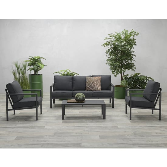 Product photograph of Sprake 3 Seater Sofa Group With 2 Armchairs In Carbon Black from Furniture in Fashion