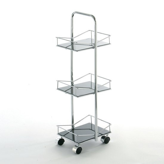 3 Tier Square Black Glass Bathroom trolley, 1601254