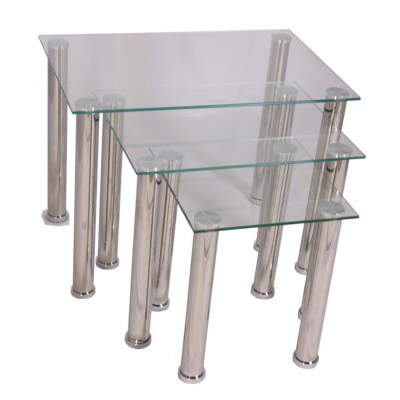 3PC Clear Square Nesting Tables
