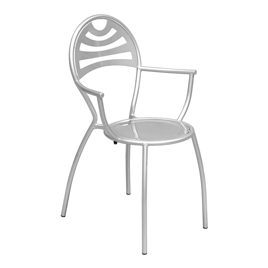 Product photograph of Stacking Bistro Carver Chair In Powder Coated Silver from Furniture in Fashion