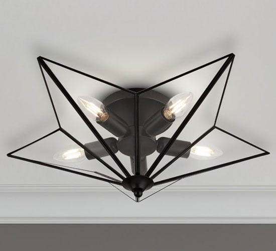 Product photograph of Star 5 Lamp Ceiling Light In Black With Clear Glass Panels from Furniture in Fashion
