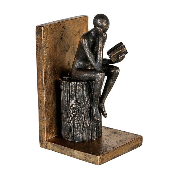 Product photograph of Steampunk Bookend Human Poly Sculpture In Antique Gold And Black from Furniture in Fashion
