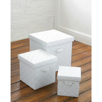Set of 3 white storage boxes, 2300570