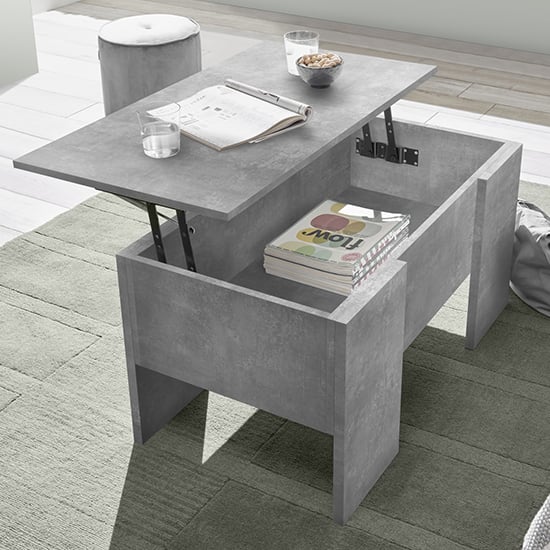 Product photograph of Taze Lift-up Storage Coffee Table In Cement Effect from Furniture in Fashion