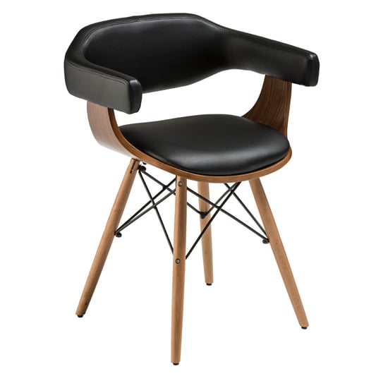 Product photograph of Tenova Black Faux Leather Bedroom Chair With Beech Wooden Legs from Furniture in Fashion