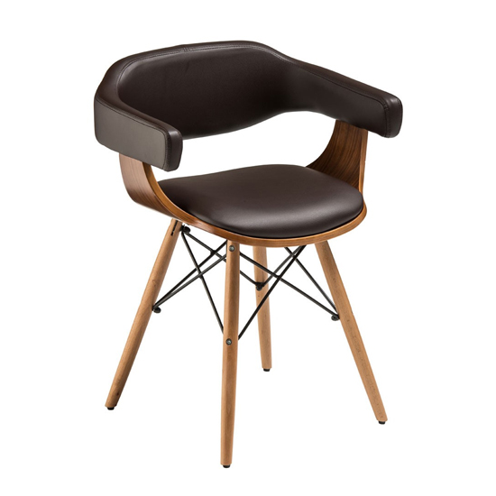 Product photograph of Tenova Brown Faux Leather Bedroom Chair With Beech Wooden Legs from Furniture in Fashion