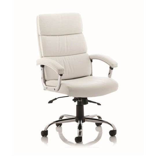 Product photograph of Tillie Bonded Leather Executive Chair In White With Chrome Base from Furniture in Fashion