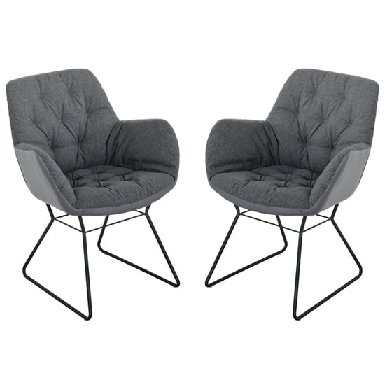 Product photograph of Titania Grey Two Tone Faux Leather Dining Chairs In Pair from Furniture in Fashion