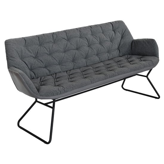 Product photograph of Titania Two Tone Faux Leather 3 Seater Sofa In Grey from Furniture in Fashion
