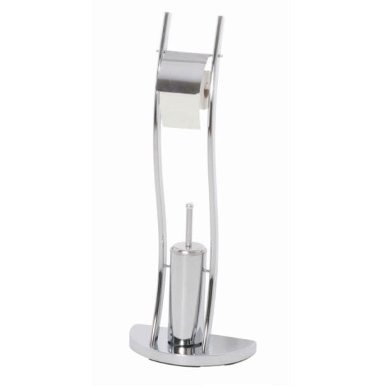 Product photograph of Contemporary Chrome Toilet Paper And Brush Holder from Furniture in Fashion