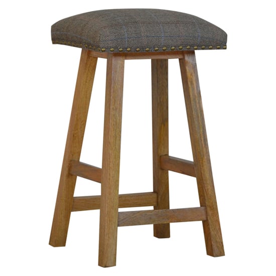 Product photograph of Trenton Wooden Bar Stool In Oak Ish With Multi Tweed Fabric Seat from Furniture in Fashion