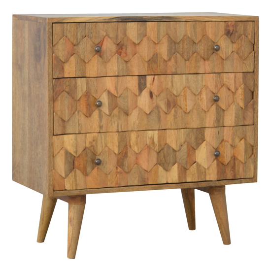 Product photograph of Tufa Wooden Pineapple Carved Chest Of 3 Drawers In Oak Ish from Furniture in Fashion