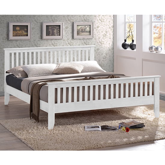 Product photograph of Turin Wooden Double Bed In White from Furniture in Fashion