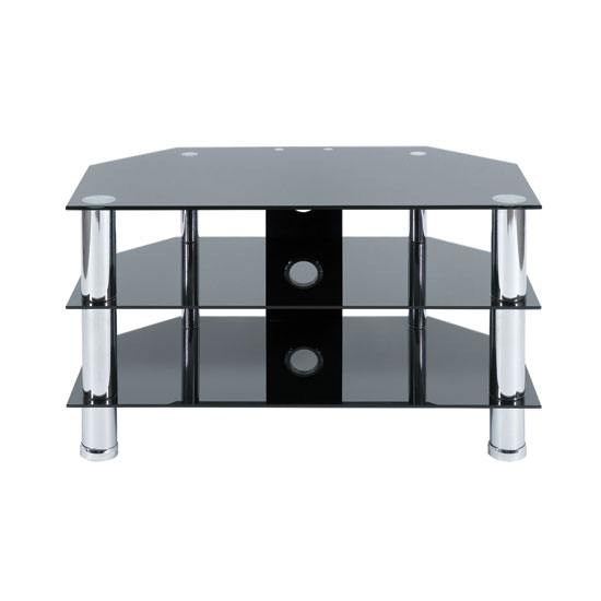 Universal702 Black Glass Tv Stand with Chrome Legs, tv702800BCH Buy