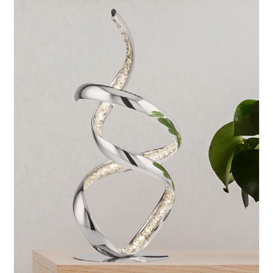 Product photograph of Twirls Led Table Lamp In Chrome With Clear Crystal Decoration from Furniture in Fashion