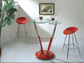 Twist Bar Table with Two(2) Bar Stools - Red - Bar Furniture