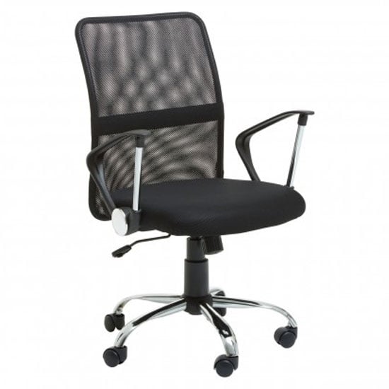 Product photograph of Utica Fabric Home And Office Chair In Black With Chrome Arms from Furniture in Fashion