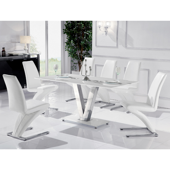 Venus Small White Glass Dining Table + 4 White Z Chairs