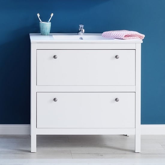 Product photograph of Valdo Modern Vanity Cabinet With Basin Wide In White from Furniture in Fashion