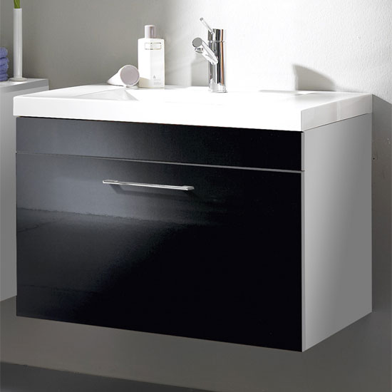 Flash Gloss Black Bathroom Vanity with Wash Basin, 1747-73