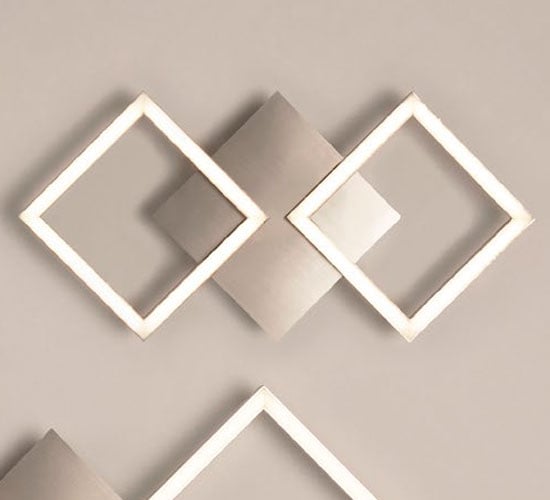 Product photograph of Wall Art 2 Small Square Led Wall Flush Light In Satin Silver from Furniture in Fashion