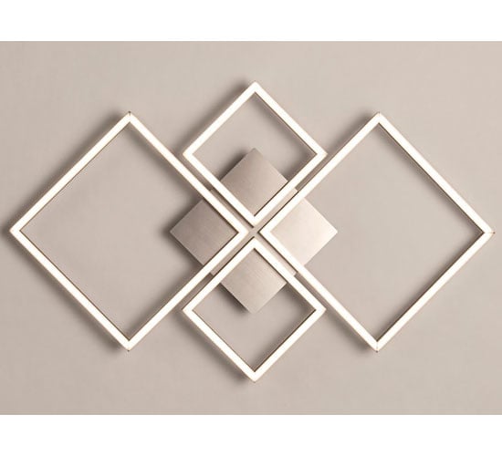 Product photograph of Wall Art 4 Square Led Wall Flush Fitting Light In Satin Silver from Furniture in Fashion