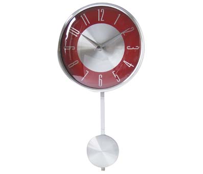 Pendulum Red/Silver Wall Clock