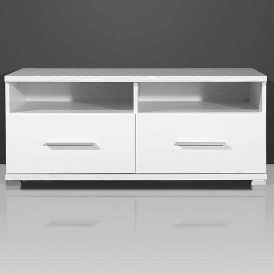 Sonia White High Gloss Tv Stand With Led Lights And Glass 19
