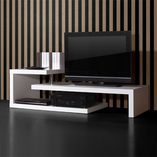 Details about Genesis White High Gloss Multi Purpose TV Stand-0397-84