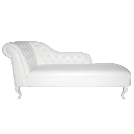 White Genuine Leather Chaise Lounge (Right Armrest), 2401979 Buy