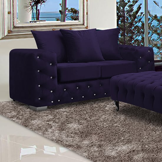 Product photograph of Worley Malta Plush Velour Fabirc 2 Seater Sofa In Ameythst from Furniture in Fashion