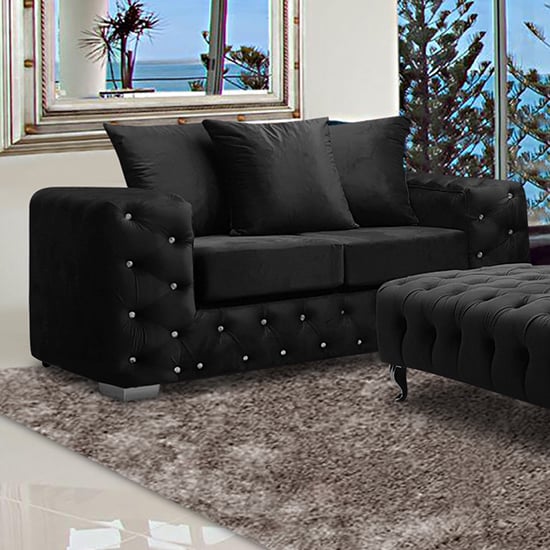 Product photograph of Worley Malta Plush Velour Fabirc 2 Seater Sofa In Cosmic from Furniture in Fashion