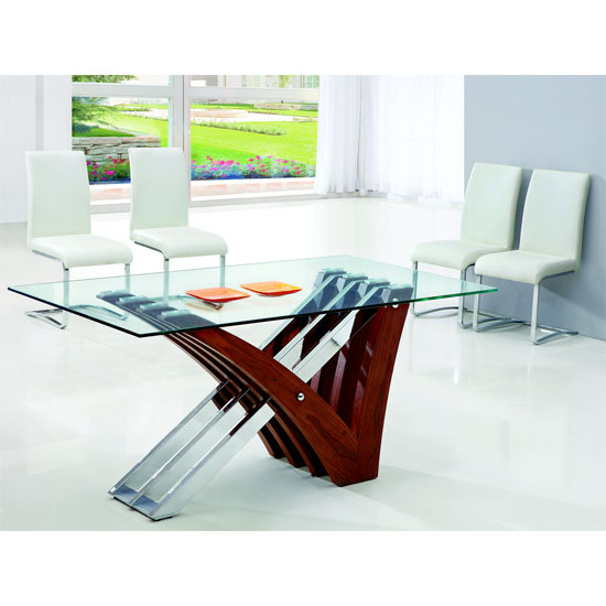 Xaria Clear Glass Dining Table + 6 Dining Chairs