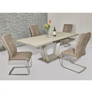 Henry Glass Extendable Dining Table Matt Cream 6 Cleo Chairs Henry Glass Extendable Dining Table Matt Cream 6 Cleo Chairs