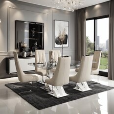 Modern Modern 6 Seater Glass Dining Table Sets UK Sale