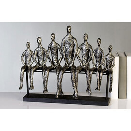 Brothers Sculpture In Silver With Black Base
